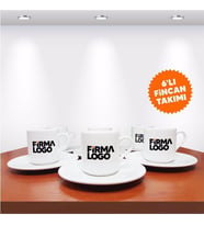 Firma Logo Baskılı 6'lı Kahve Fincan Seti-012 (Çok Renkli)