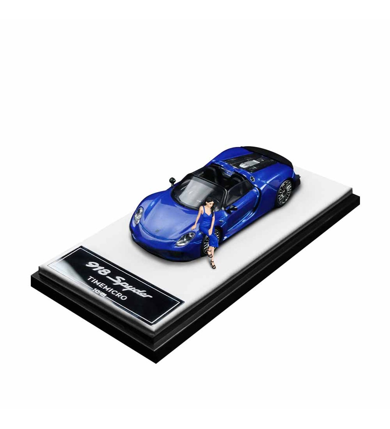 TimeMicro 1:64 Porsche 918 Koyu Mavi Figürlü Sürüm