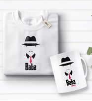 BK Gift Kişiye Özel Baba Godfather Tasarımlı Beyaz Tişört ve Kupa Seti-4 (Model 1)