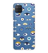 PrintiFy Samsung Galaxy M12 ile Uyumlu 1mm Slim Fit Nazar Boncuğu 2 Baskılı Şeffaf  Kılıf