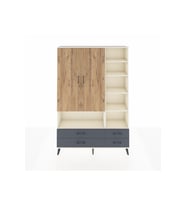 Arges Dolap 10 Raflı 4 Çekmeceli 2 Kapaklı 132x30x195 Aytaşı-Çam/Antrasit