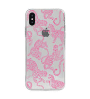 Iphone X / Xs Uyumlu Pembe Leopar Desenli Şeffaf Telefon Kılıfı