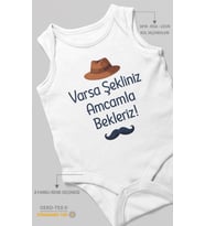 Varsa şekliniz amcamla bekleriz Sıfır Kollu Bebek Zıbını %100 Pamuk