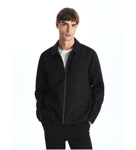 LCW Vision Siyah Slim Fit Gömlek Yaka Erkek Ceket