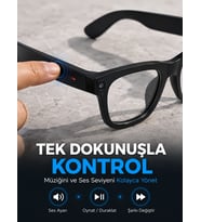 Siyah AI Destekli Akıllı Gözlük Dahili Kameralı Çoklu Dil Çeviri Bluetooth Müzik ve Arama Özellikli
