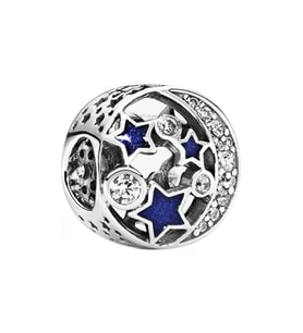 Nur Silver Işıltılı Ay Yıldız Gümüş Charm NUR-BL00041