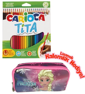 Frozen Lisanslı Kalemlik HEDİYELİ - Carioca Tita 24'lü Kuru Boya Seti (Pembe - Beyaz - Krem)