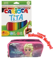 Frozen Lisanslı Kalemlik HEDİYELİ - Carioca Tita 24'lü Kuru Boya Seti (Pembe - Beyaz - Krem)
