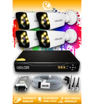 ELITCAM 4 Kameralı Kare 4 Dış Kamera Set HDD'siz Full HD Renkli Gece Görüşlü Güvenlik Kamerası Sistemi