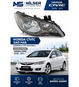 Honda Civic Sağ Far Bronzlu Tip Xenonlu Motorlu 2009-2011