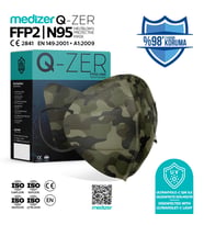 Qzer Yeşil Kamuflaj Desenli FFP2 Maske N95 Maske 30 Adet