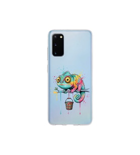 Samsung Galaxy S20 ile Uyumlu Splash Bukalemun Tasarımlı Şeffaf Silikon Kılıf