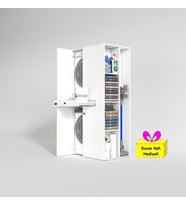 Kenzlife çamaşır-kurutma makinesi dolabı ahi evran sağ byz 187*090*60 çekmeceli + tekli duvar rafı hediye (Beyaz)