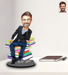 Kişiye Özel Öğretmen Karikatürlü İki Katmanlı Ahşap Biblo Bay-21