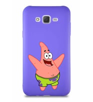 Samsung Galaxy J7 Soft Premier Kapak Patrick Yıldız Tasarımlı Silikon Kılıf - Mor (Şeffaf)