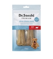 Dr.Sacchi Premium Sığır Etli Doğal Sığır Derisi Press Kemik Tahılsız Köpek Ödülü 5” 2'li 115 Gr (Krem)