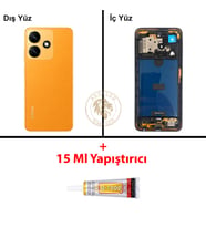 Infinix Hot 30İ Turuncu Uyumlu Orta Kasa + B7000 Yapıştırıcı Full Kasa Kapak Gövde Housing
