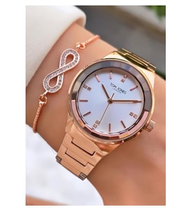 Tom Jones MRD11972 Rose Gold Renk Kadın Kol Saati Bileklik Hediyeli