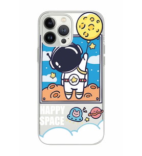 Iphone 15 Pro Uyumlu Astronot Desenli Şeffaf Telefon Kılıfı