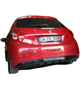 Peugeot 208 Uyumlu (2012-2015) Arka Tampon Eki - Difüzör (Plastik)