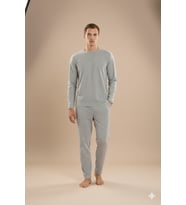 Erkek Midi Yaka Pijama Takımı Konforlu Uyku Modern Tasarım (Gri)