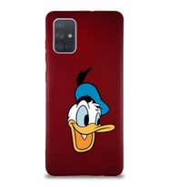 Samsung Galaxy A71 Soft Premier Kapak Donald Duck-A Tasarımlı Silikon Kılıf - Mürdüm (Şeffaf)