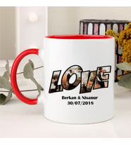 Resimli Love Temalı Kupa Bardak (Kırmızı)
