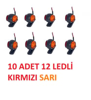 MİNİ TAKOZ LAMBA 12 LEDLİ KIRMIZI SARI 10 ADET YÜKSEK IŞIK