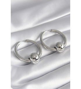 Pirinç Gümüş Renk Halka Top Model Kadın Küpe TJ-BKP8500