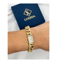 Xuping Kalın Gurmet Zincir Taşlı 18 cm Gold Bileklik