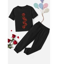 Çocuk Rose  Alt - Üst Eşofman Takımı (Siyah)