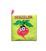 Tox Sebzeler Sessiz Kumaş Kitap T113 - Bez Kitap , Eğitici Oyuncak ,Yumuşak ve Hışırtılı