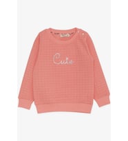 Breeze Kız Çocuk Sweatshirt Pullu Yazı Baskılı 1.5-5 Yaş, Somon