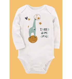 Organik Baskılı Pamuklu Unisex Bebek Body UZUNE226