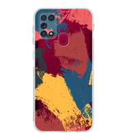 Samsung Galaxy M31 Uyumlu Kamera Korumalı Kapak Brushstroke Tasarımlı  Şeffaf  Kılıf