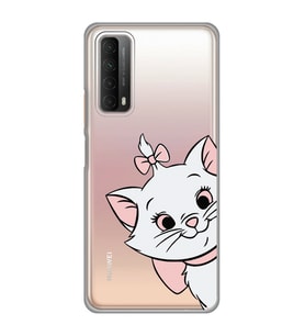 Huawei P Smart 2021 Uyumlu Marie Kedicik Desenli Şeffaf Telefon Kılıfı