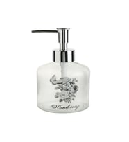 Cam Sıvı Sabunluk,Çiçekli 300Ml Banyo Seti  7,6X15,5Cm
