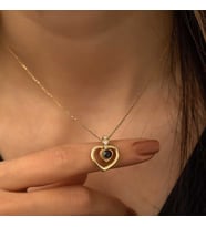 Gümüş Gold Kalp 100 Dilde Seni Seviyorum Kolye