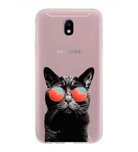 PrintiFy Samsung Galaxy J7 Pro ile Uyumlu 1mm Slim Fit Kedi 3 050d Baskılı Şeffaf  Kılıf
