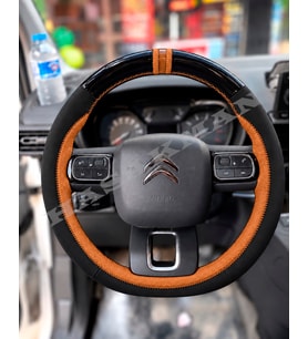 Opel Combo E Dikme Direksiyon Kılıfı Parlak Siyah Taba Detaylı Taba Çift Yüzük ve Dikiş 2018-2024