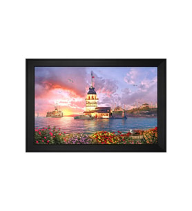 Kız Kulesi Motifli Kanvas Tablo 50 x 70 cm Siyah Çerçeve