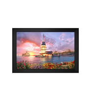Kız Kulesi Motifli Kanvas Tablo 50 x 70 cm Siyah Çerçeve