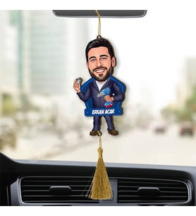 Kişiye Özel Tamirci Karikatürlü Ahşap Dikiz Ayna Araba Süsü