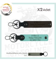 Motor Severlere Hediye, İsim Plaka ve 0 Rh (-) Kan Grubu Yazılı x2'li Anahtarlık, K Kahve-Turkuaz-Gr (Çok Renkli)
