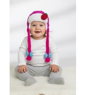Kız Bebek Saç Örgülü Pembe Şapka 7115 (Fuşya)