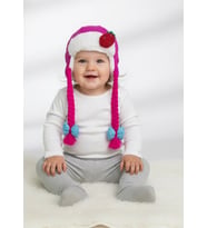 Kız Bebek Saç Örgülü Pembe Şapka 7115 (Fuşya)