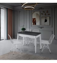 DOLUNAY AÇILIR MASA + TEL SANDALYE TAKIMI,ANTRASİT,100x60