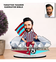 KİŞİYE ÖZEL KARİKATÜR BORDO MAVİ TARAFTAR TASARIMLI ERKEK BİBLO  B3