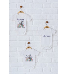 Pia Baby Premium %100 Pamuk İsme Özel Organik Baskılı Üçlü Set Çıtçıtlı Bebek Body Zıbın Modelleri 5083-18 (Ekru)