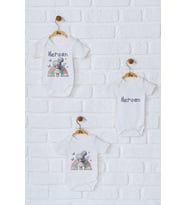 Pia Baby Premium %100 Pamuk İsme Özel Organik Baskılı Üçlü Set Çıtçıtlı Bebek Body Zıbın Modelleri 5083-18 (Ekru)